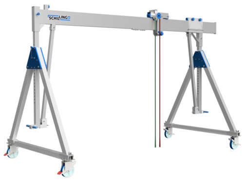 SCHILLING Portalkran fahrbar Fahrbahrer SCHILLING Alu-Portalkran mit teilbarem Einzelträger.