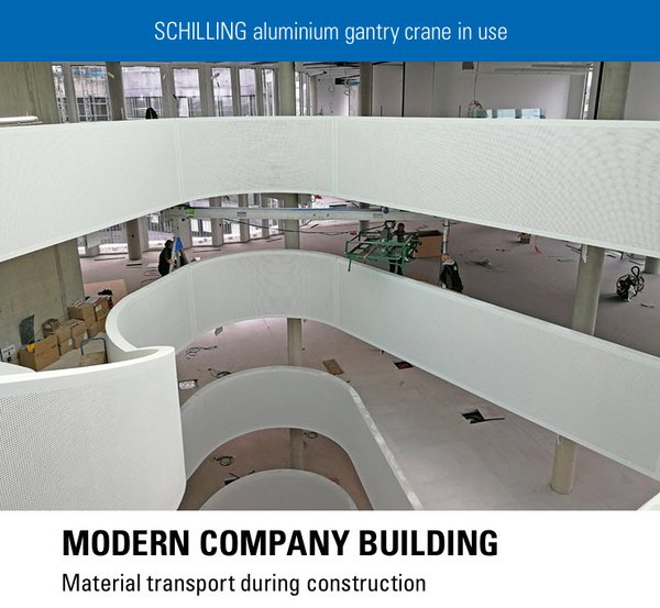 Modern company building – Material transport during construction