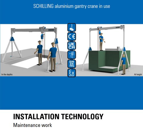 Aluminium gantry crane for maintenance work