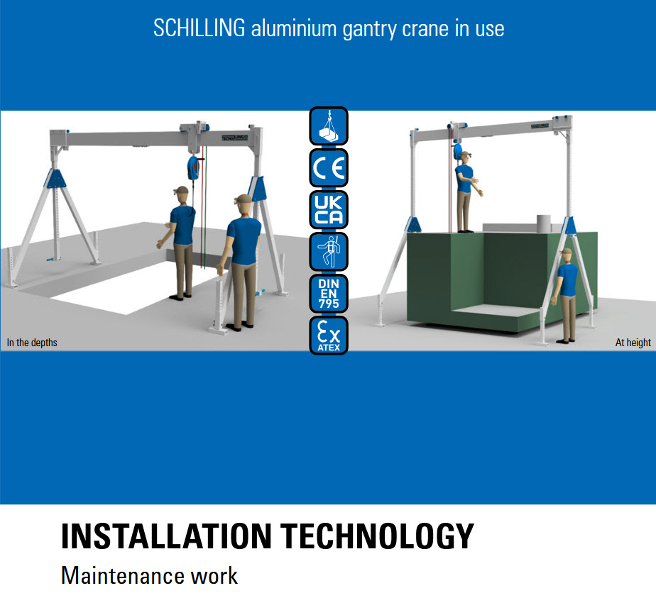 Aluminium gantry crane for maintenance work